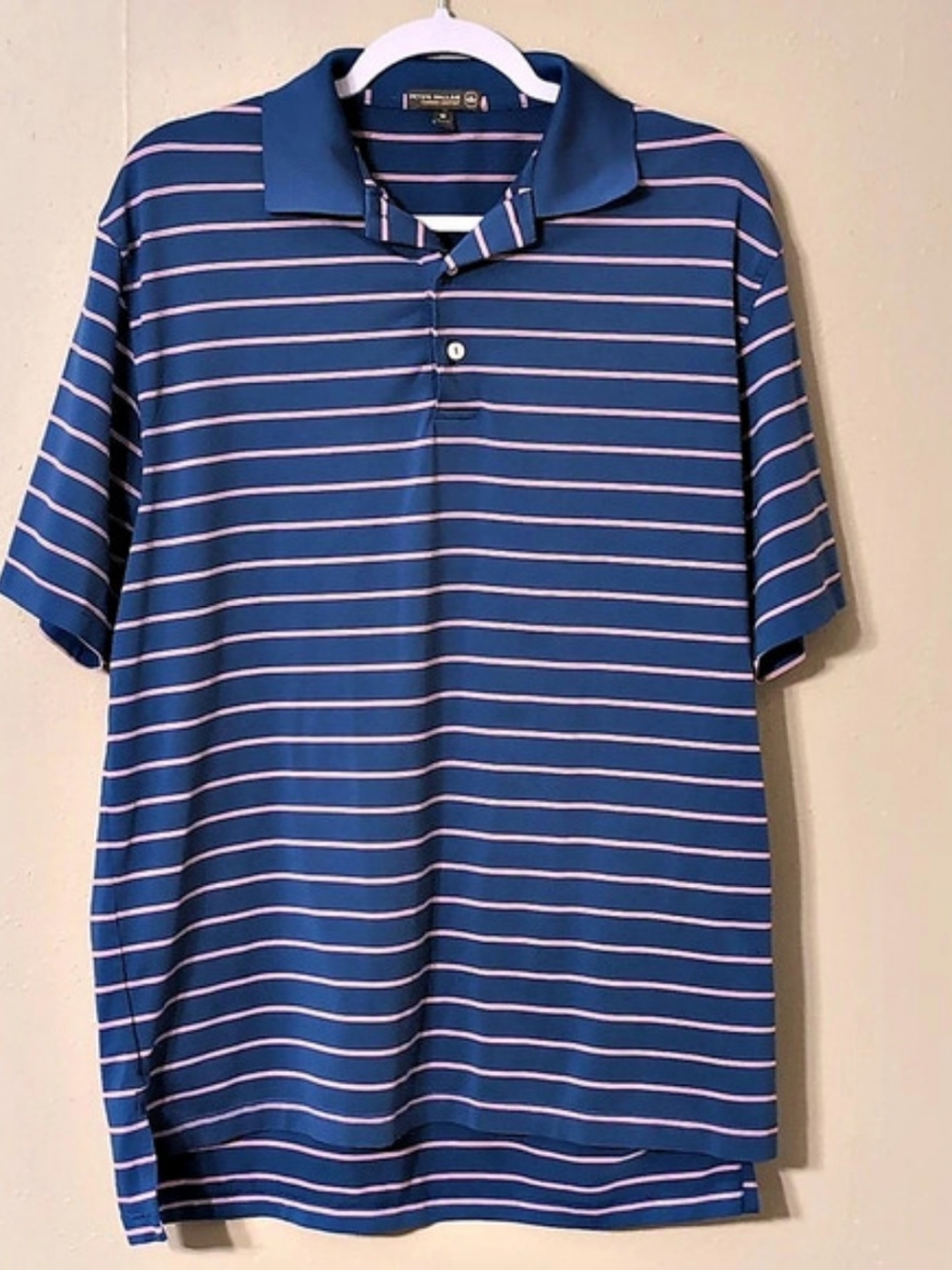 Peter Millar Summer Comfort Striped Performance Polo Striped Polo Blue & Pink